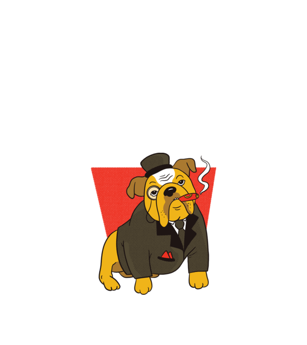 Bulldog englezesc cu trabuc model negru pe tricou
