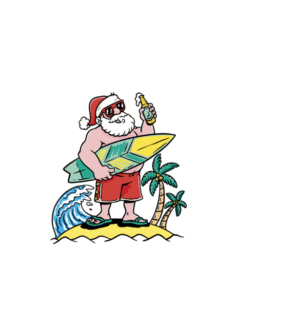 Santa Claus Summer model alb pe tricou