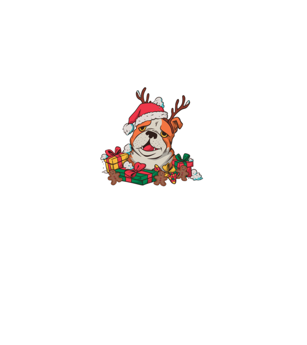 Bulldog de Crăciun model albastru deschis pe tricou