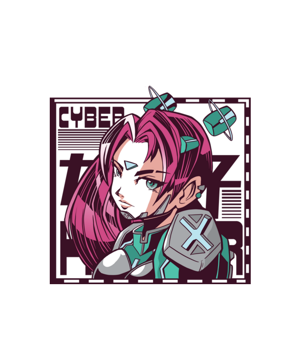Anime fată Sci-fi model alb pe tricou