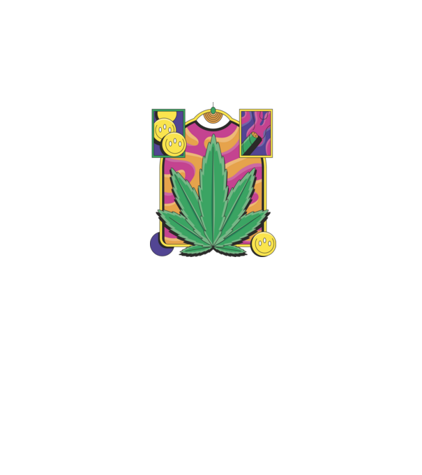 Hippy Cannabis model negru pe tricou