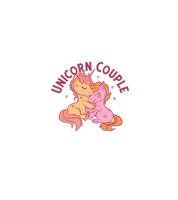 Pereche Unicorn model alb pe tricou