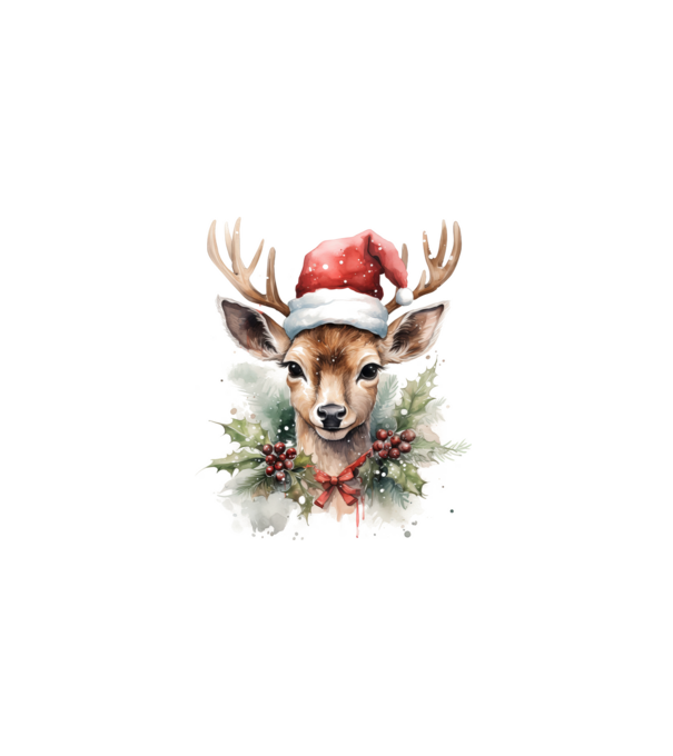 Festive Reindeer model alb pe tricou