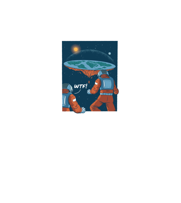 Astronaut Pământ plat model negru pe tricou