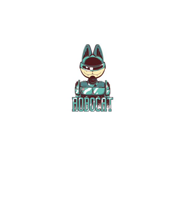 Robocat - Pisică Robot model alb pe tricou
