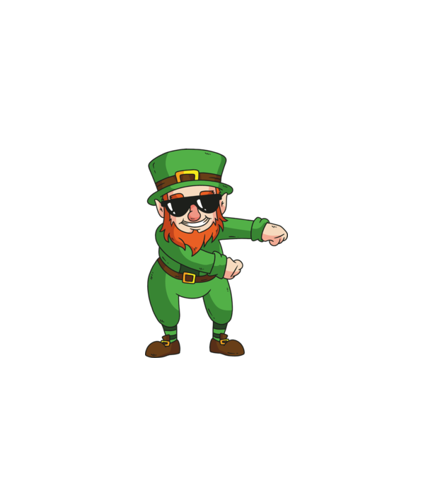 Leprechaun Floss DAB model alb pe tricou