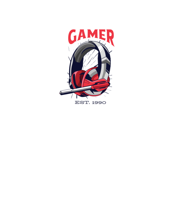 Gamer est. 1990 model alb pe tricou