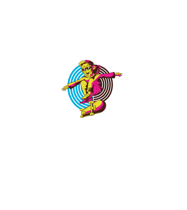 Maimuță Skateboarder model alb pe tricou
