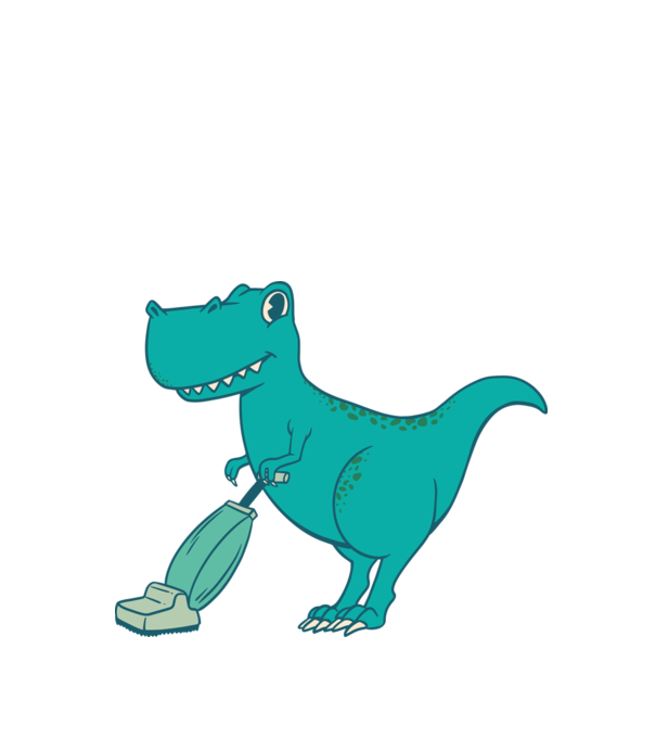 T-rex făcând curățenie model alb pe tricou