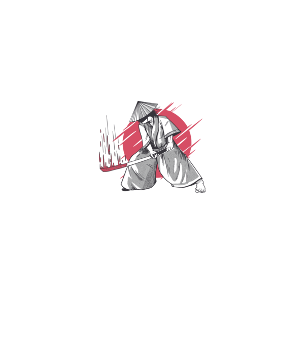 Sabie de samurai model alb pe tricou