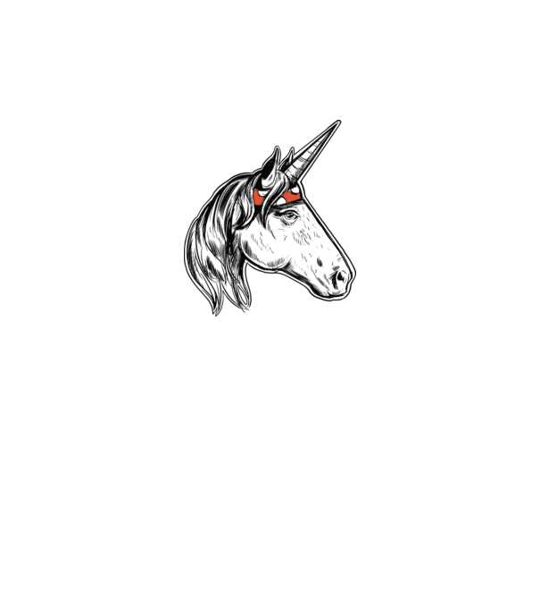 Cal Unicorn model gri pe tricou