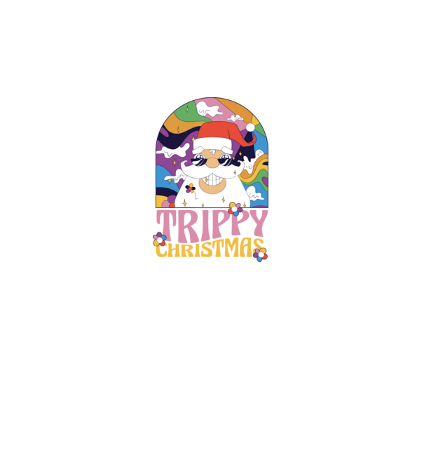 Trippy Christmas model negru pe tricou