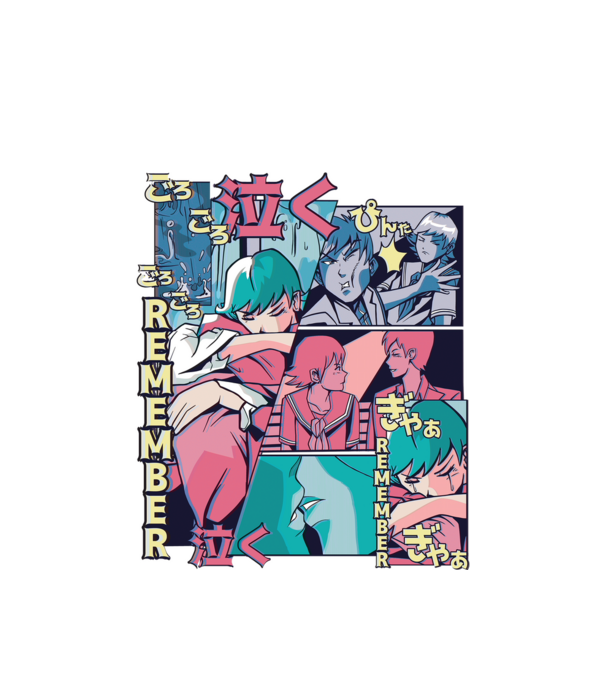 Anime Vaporwave benzi desenate model alb pe tricou