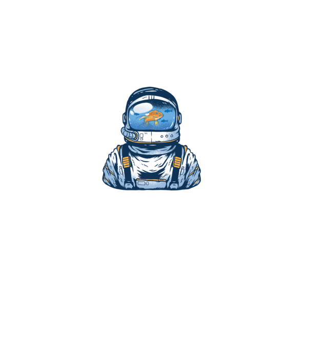 Peștișor auriu Astronaut model negru pe tricou