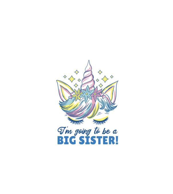 O să fiu un frate mai mare Unicorn model alb pe tricou