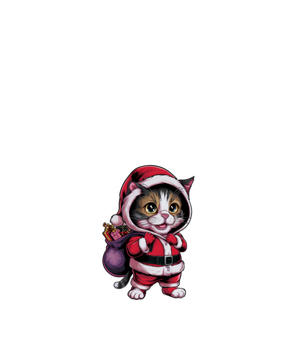 Santa Cat model alb pe tricou