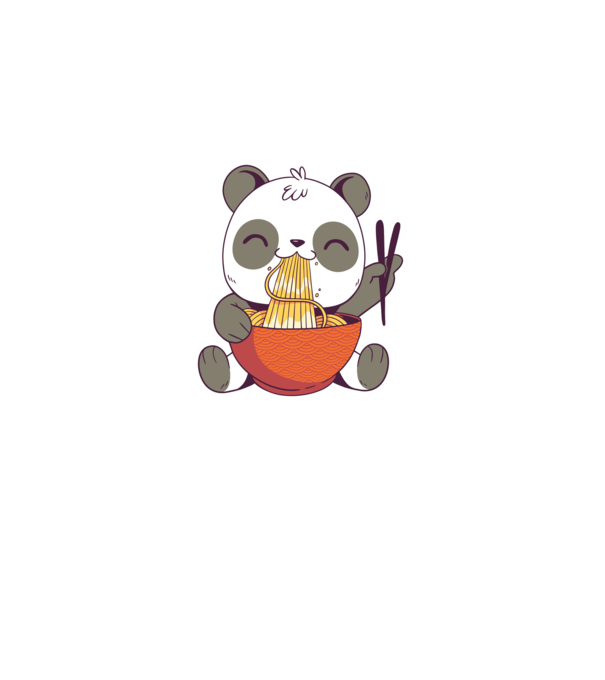 Panda drăguț cu paste model negru pe tricou