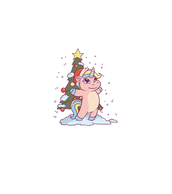 Unicorn de Crăciun model albastru deschis pe tricou