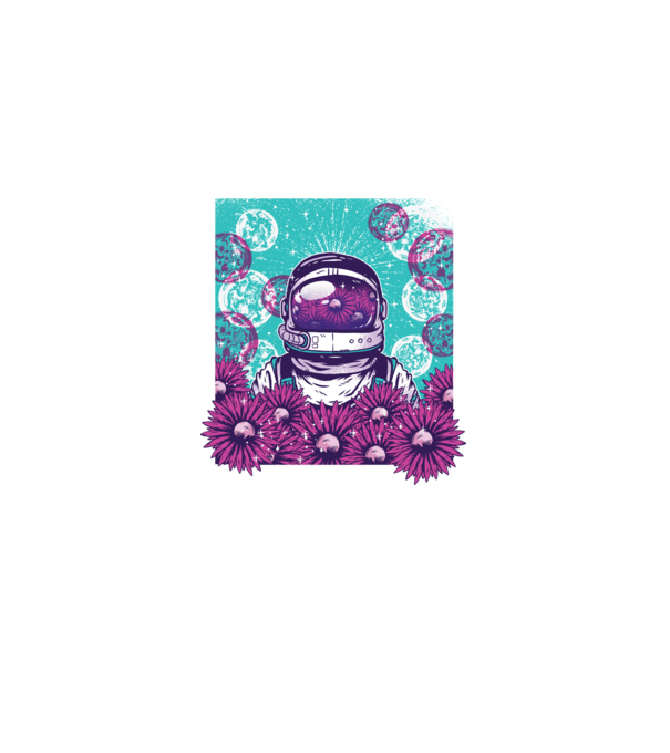 Floral Astronaut model negru pe tricou