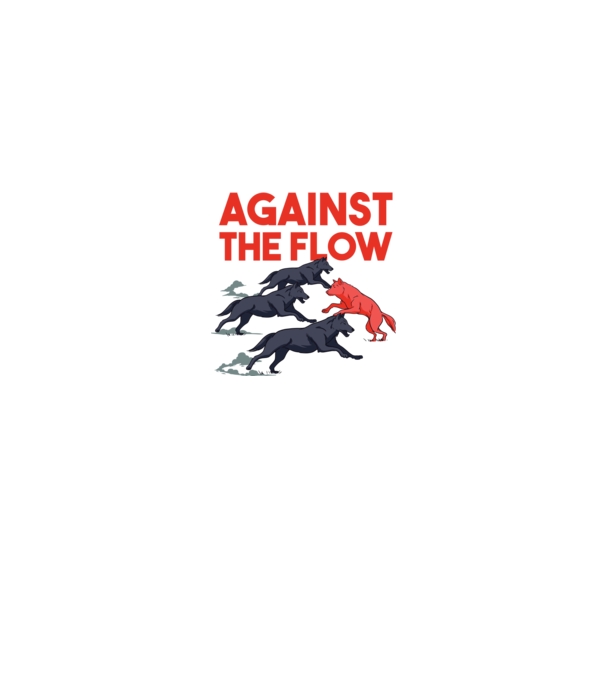 Against the flow - Împotriva curentului model alb pe tricou