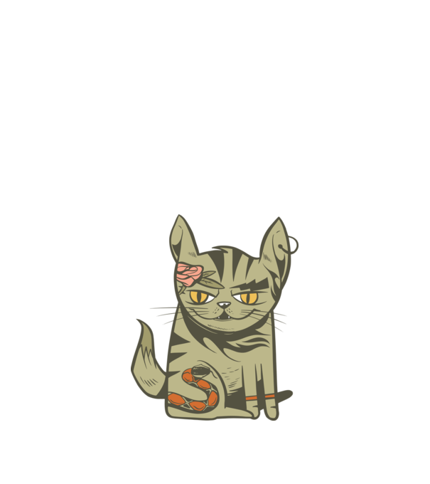Pisoi tatuat model alb pe tricou