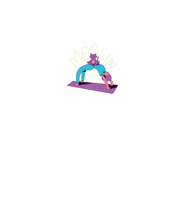 Meowm - Pisică Yoga model negru pe tricou