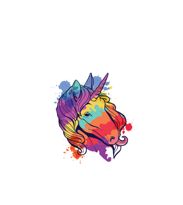 Curcubeu colorat Unicorn tricou model alb pe tricou