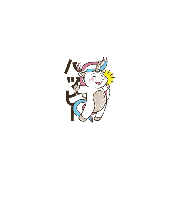 Kawaii unicorn model alb pe tricou