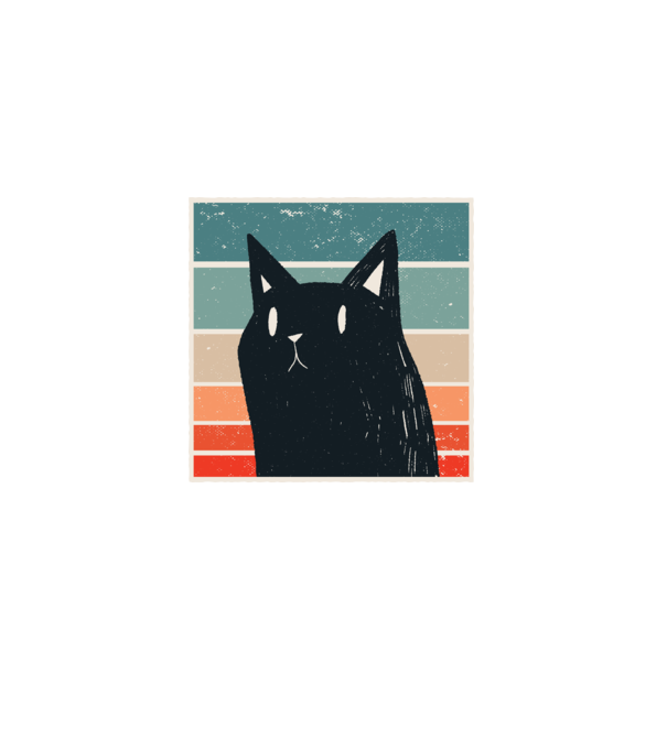 Pisică retro model negru pe tricou