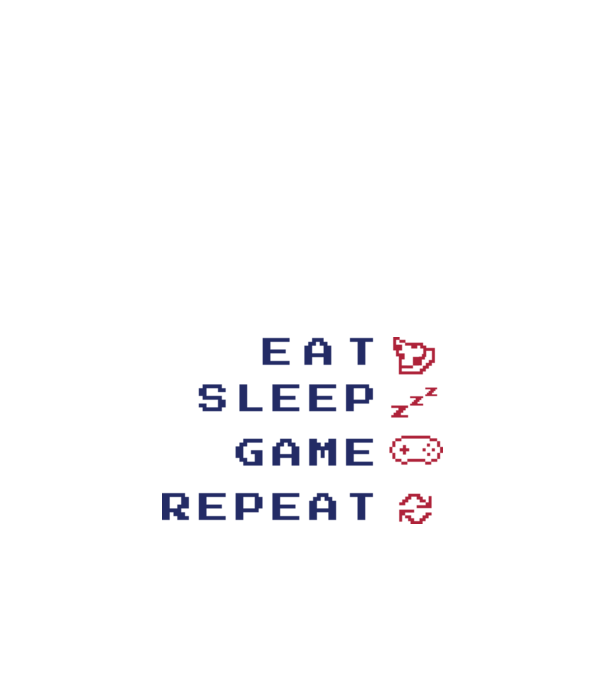 Eat Sleep Game Repeat model alb pe tricou