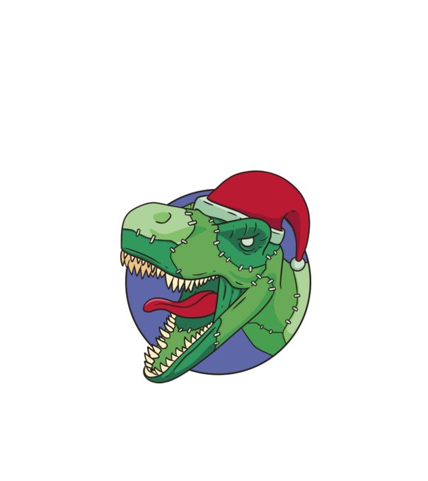 T-rex Santa model alb pe tricou