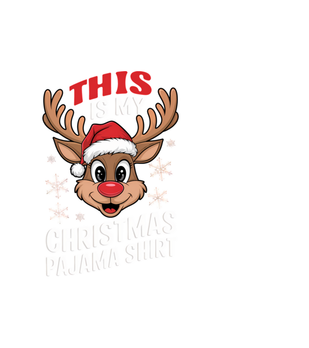 Christmas Pajama Reindeer Negru model alb pe tricou
