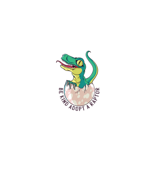 Be kind adopt a Raptor tricou cu dinozaur model alb pe tricou