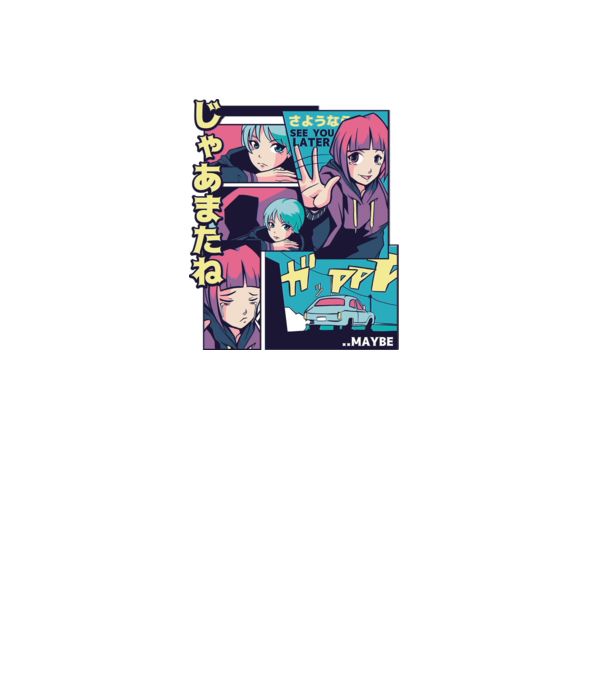 Anime Vaporwave See you Later model alb pe tricou