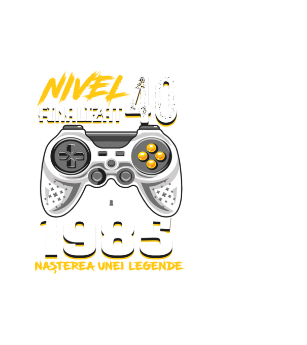 Nivel Finalizat 40 1985 model alb pe tricou