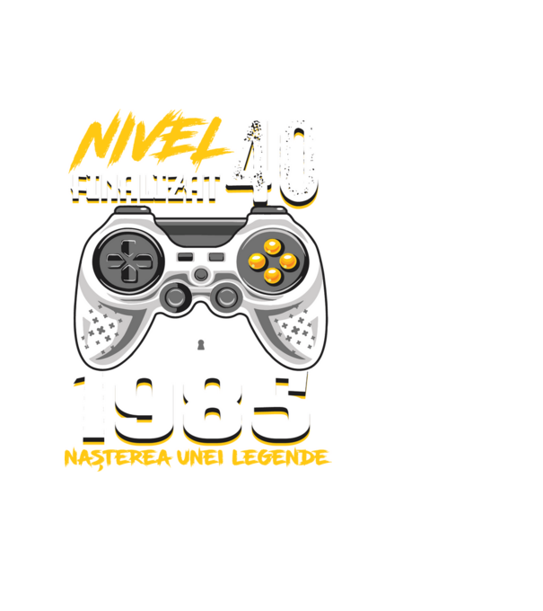 Nivel Finalizat 40 1985 model negru pe tricou