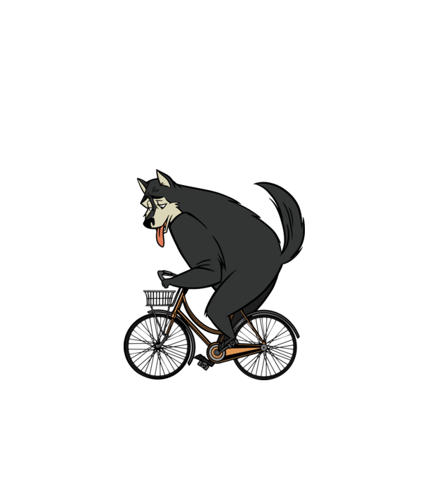 Lup pe bicicletă model alb pe tricou
