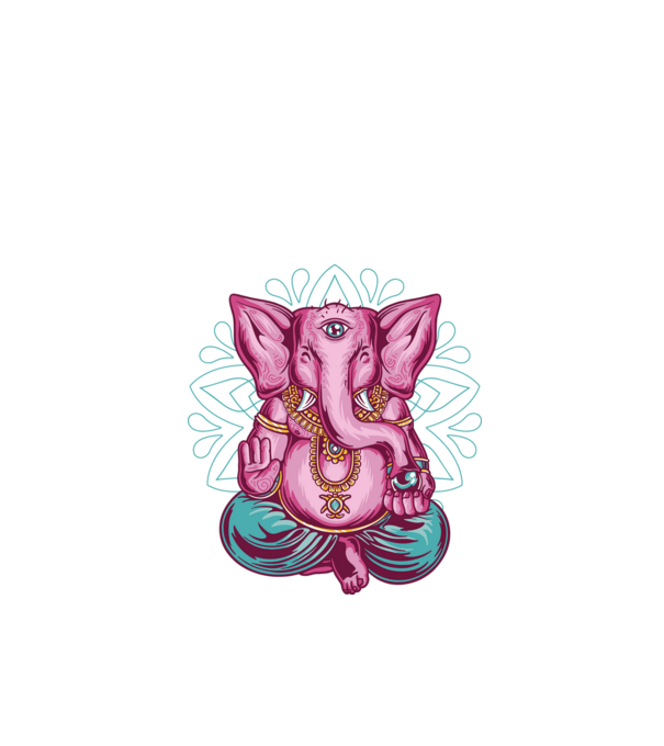 Elefant făcând meditație Dharma model negru pe tricou