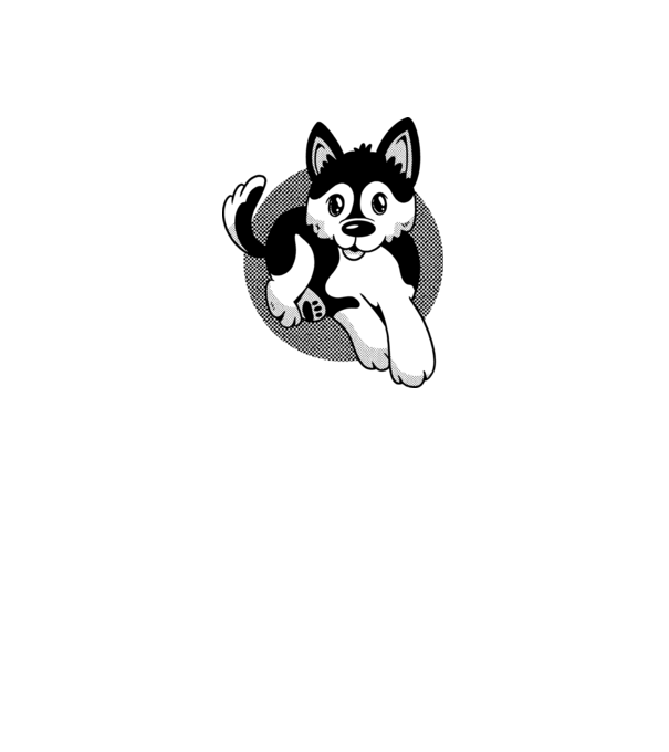 Câine Pomsky model gri pe tricou