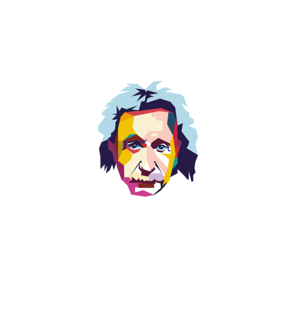 Einstein abstract model alb pe tricou