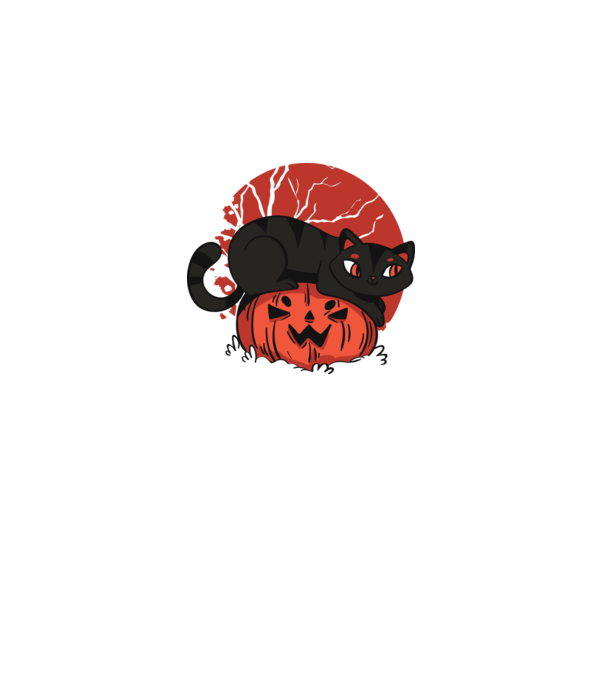 Pisică pe dovleac Halloween model negru pe tricou