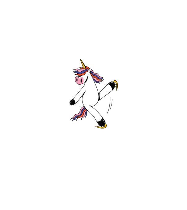 Unicorn cu Patine model roz deschis pe tricou