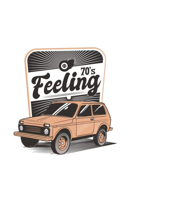 Mașină Retro anii 70 Lada Niva model alb pe tricou
