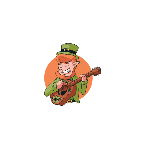 Chitarist Leprechaun irlandez St Patrick model verde pe tricou