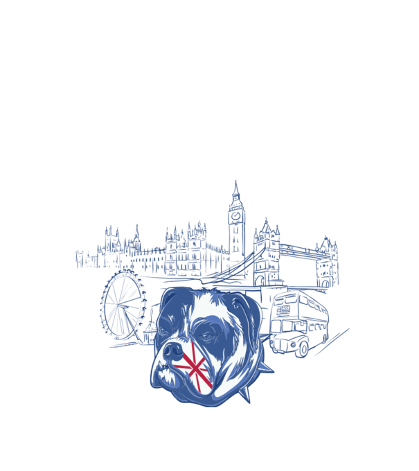 London Bulldog model alb pe tricou