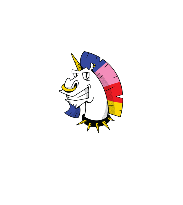 Punk unicorn model albastru deschis pe tricou