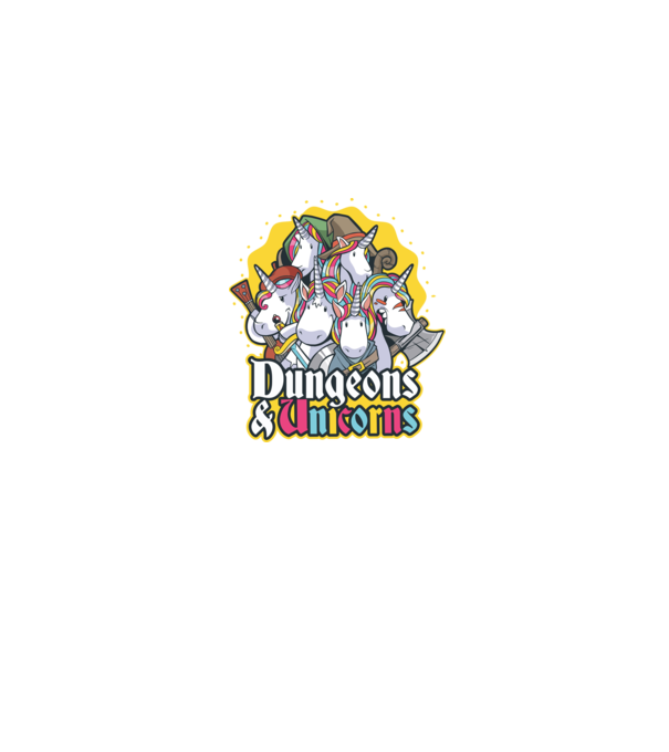 Dungeons and Unicorns model albastru jeanși pe tricou