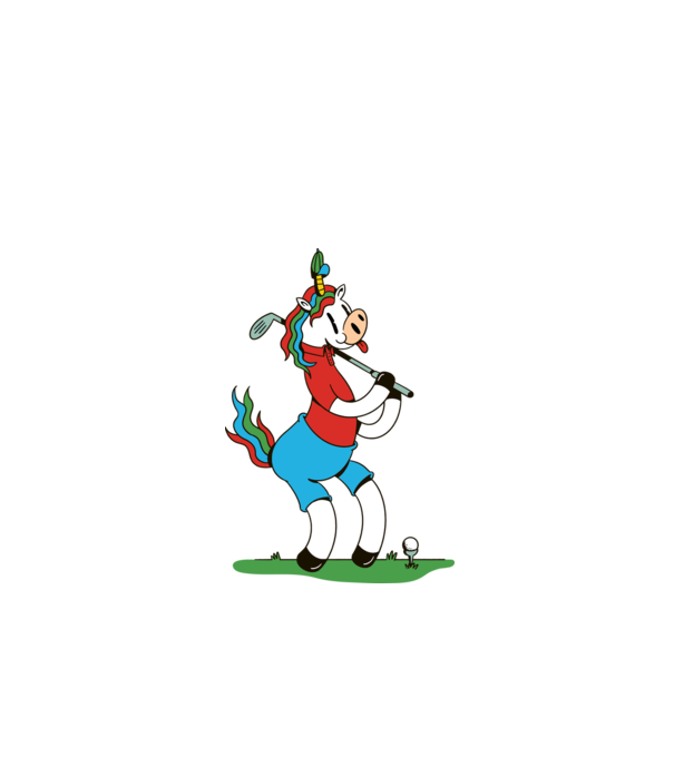 Unicorn jucător de golf model alb pe tricou
