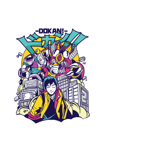 Anime Godzilla model negru pe tricou