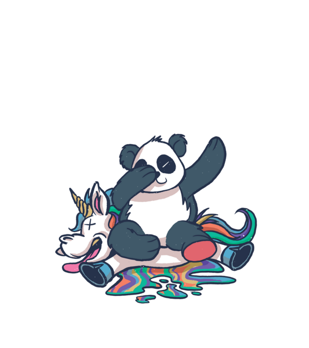 Panda DAB Unicorn model alb pe tricou
